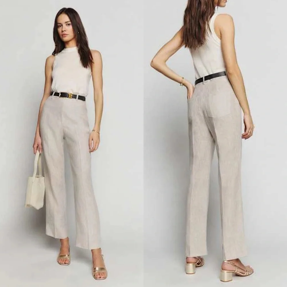 NWT Reformation Freddie Linen Pants Oatmeal